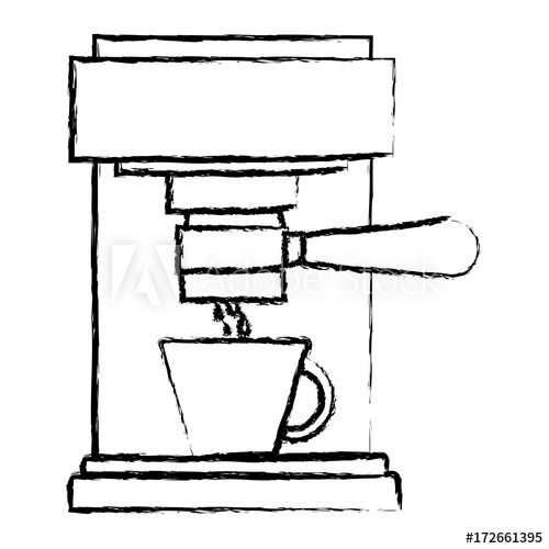 500x500 Coffee Espresso Machine Front View Monochrome Blurred Silhouette