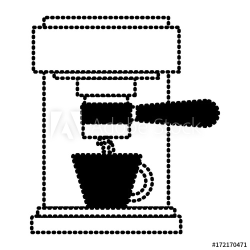 500x500 Coffee Espresso Machine Front View Silhouette Dotted Monochrome