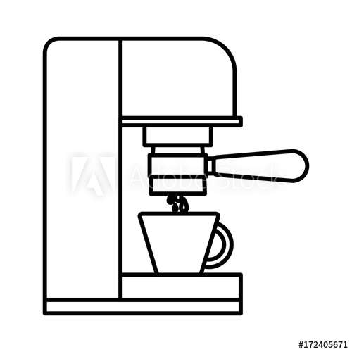 500x500 Coffee Espresso Machine Side View Monochrome Silhouette Vector