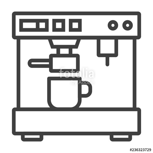 500x500 Coffee Espresso Machine Minimalistic Flat Line Outline Stroke Icon
