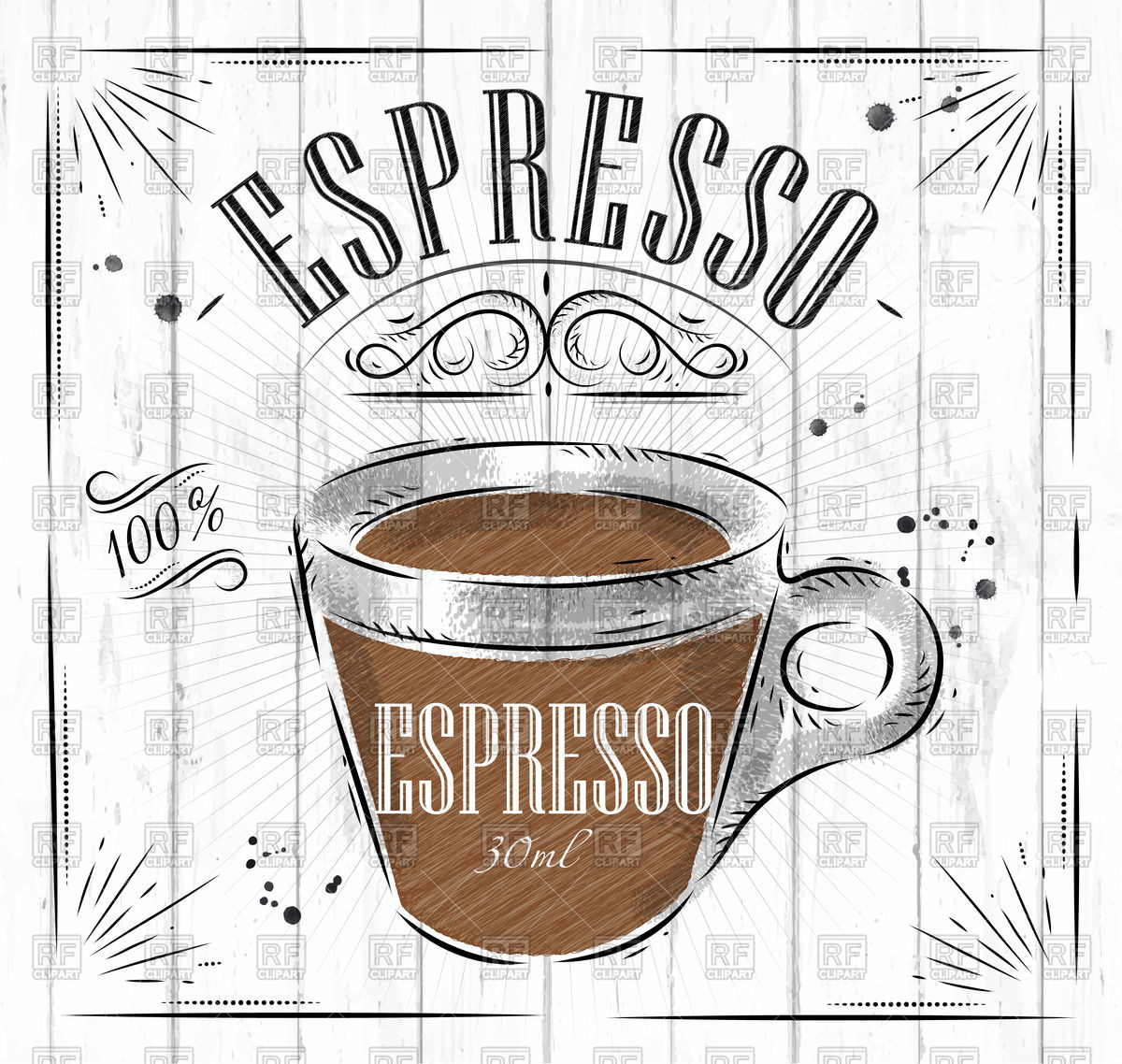 1200x1138 Cup Of Espresso In Vintage Style Vector Image Of Food