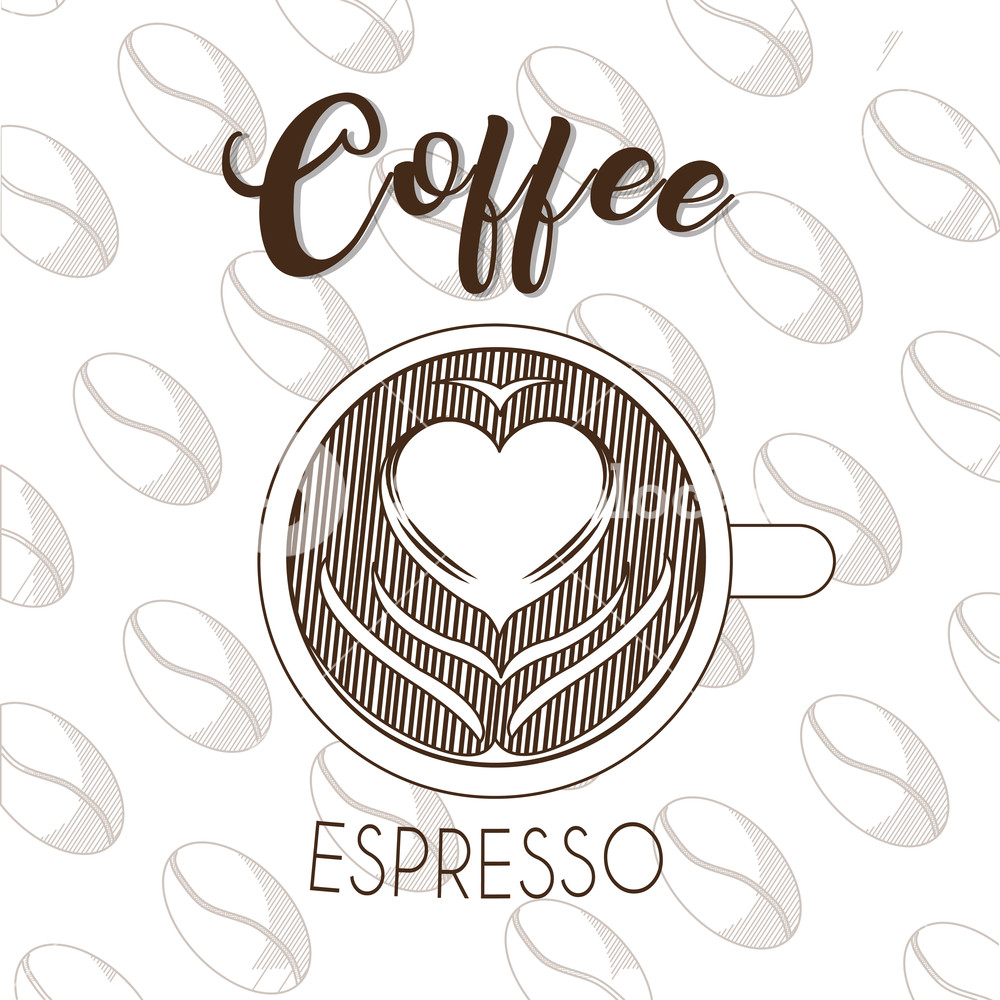 1000x1000 Espresso Coffee Hand Drawing Hand Drawing Vector Illustration