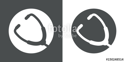 500x250 Icono Plano Circulo Con Estetoscopio Gris Y Blanco Stock Image