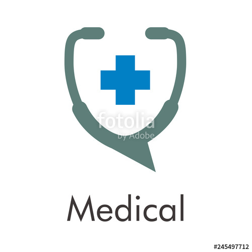 500x500 Logotipo Abstracto Con Texto Medical Con Estetoscopio Gris Y Cruz