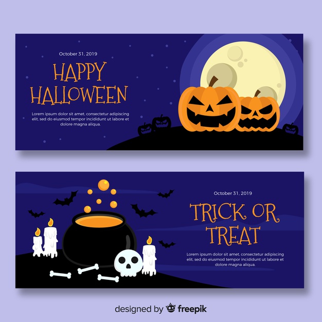 626x626 Flat Halloween Night With Moon Banners Vector Free Download