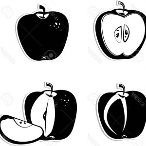 300x300 Stock Illustration Apple Vector Black Contour Cqrecords