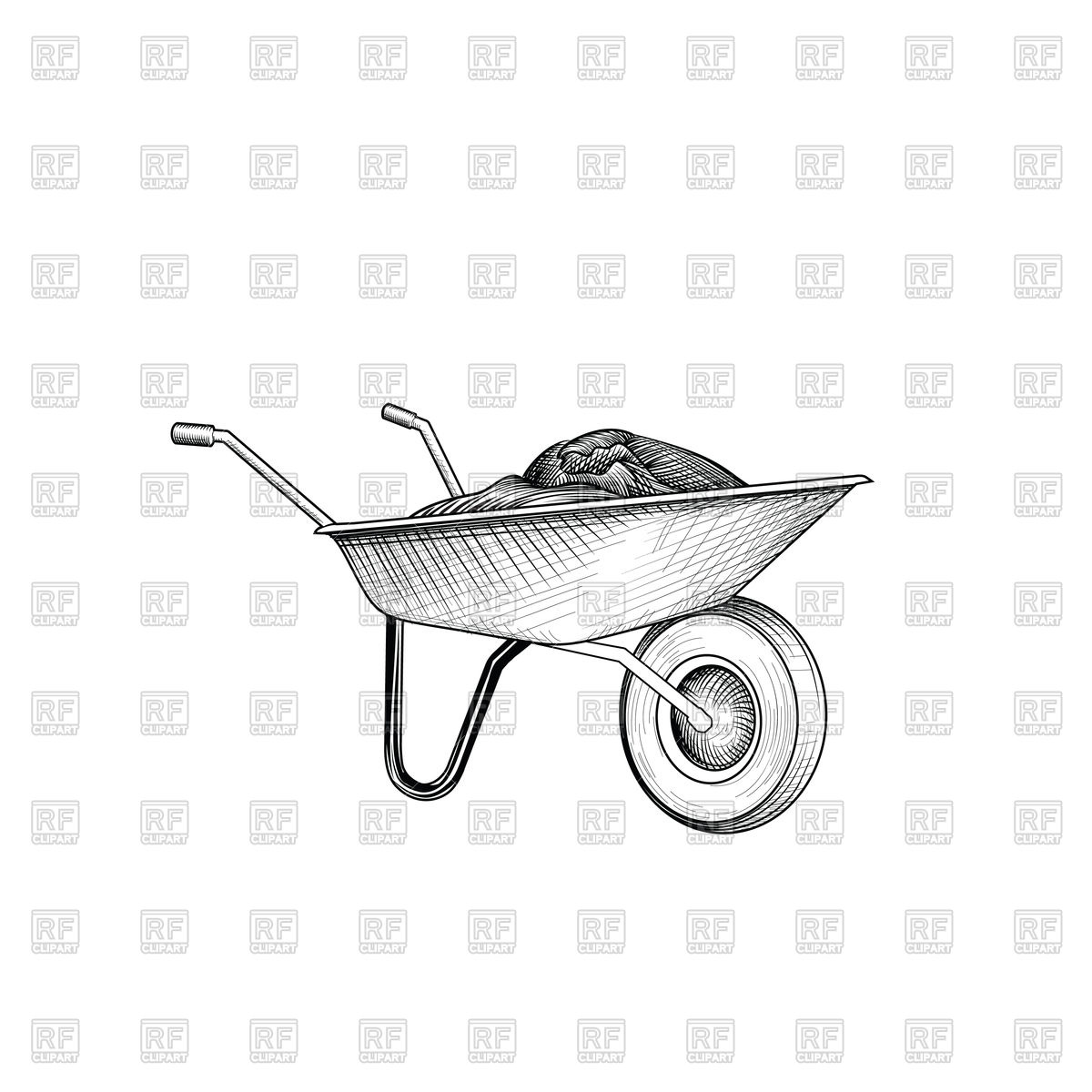 1200x1200 Garden Cart With Humus Isolated Rettro Etching Vector Image