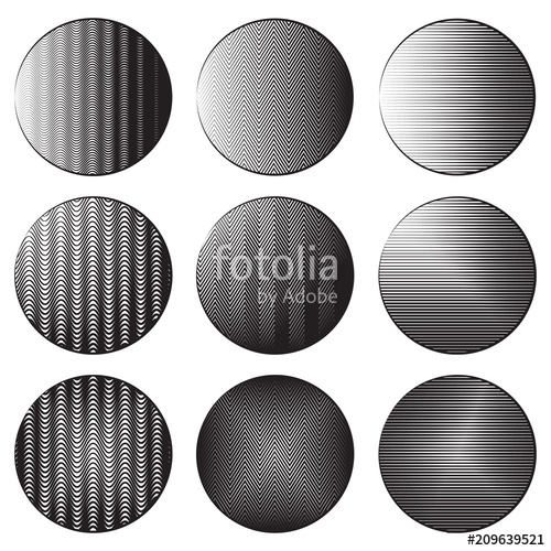500x500 Set Of Round Banners With Engraving Shading Different Types