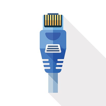 416x416 Vector Ethernet Connector With Cable Premium Clipart