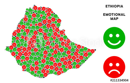 Happiness And Sorrow Ethiopia Map Collage Of Emojis In Green 500x318 Happiness And Sorrow Ethiopia Map Collage Of Emojis In Green