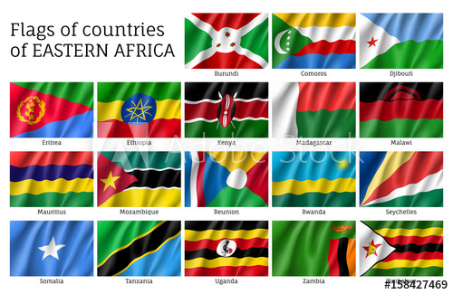 Set Of Waving Flags Of East Africa Countries Djibouti, Comoros 500x325 Set Of Waving Flags Of East Africa Countries Djibouti, Comoros