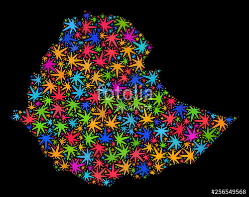 Bright Vector Cannabis Ethiopia Map Mosaic On A Black Background 500x395 Bright Vector Cannabis Ethiopia Map Mosaic On A Black Background