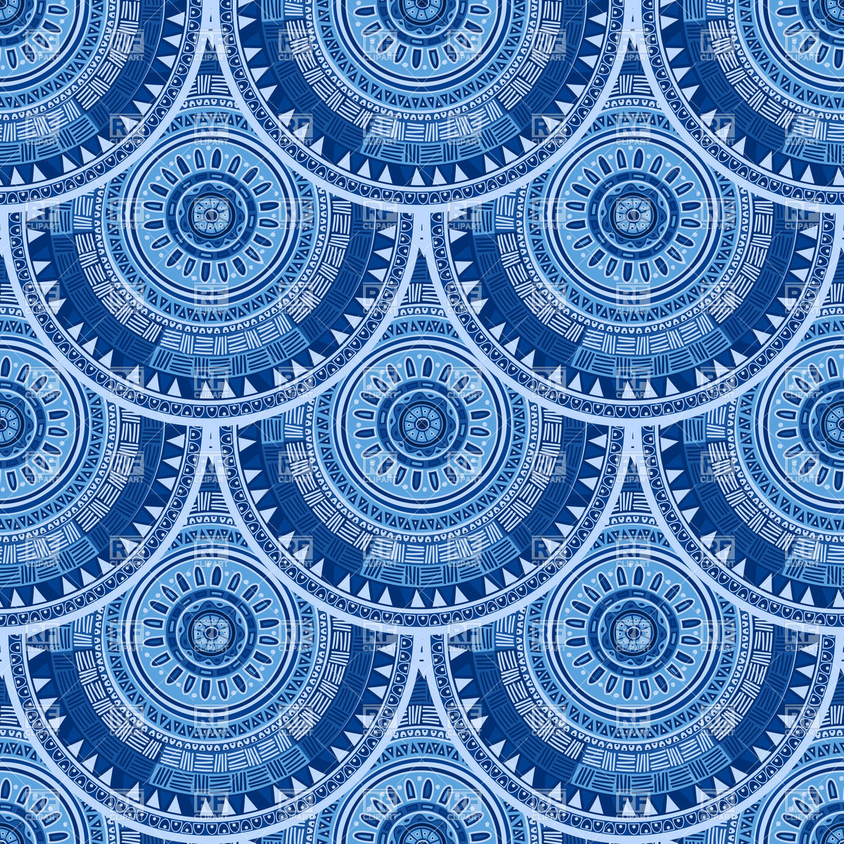 1200x1200 Fish Scale Design Seamless Pattern With Ethnic Motif Vector Image