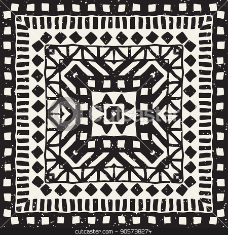 450x464 Hand Drawn Painted Seamless Pattern Vector Tribal Design