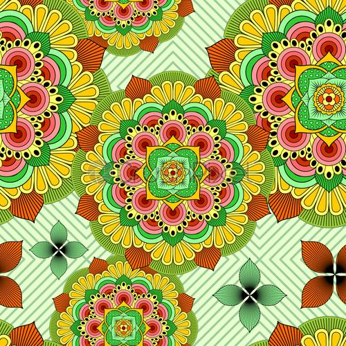 500x500 Mandala African Wax Zen Floral Ethnic Art Textile Seamless Pattern