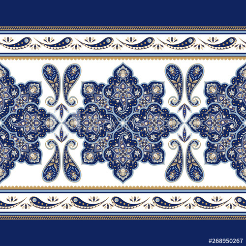 500x500 Mandala Border Indian Paisley Pattern Vector Seamless Arabesque