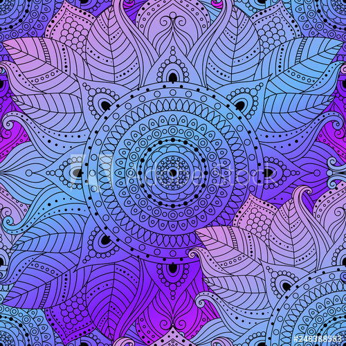 500x500 Seamless Pattern, Vector Background With Gradient Floral Mandala