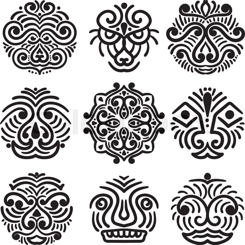 800x799 Vector Ethnic Design Elements Tribal Stock Vector Colourbox