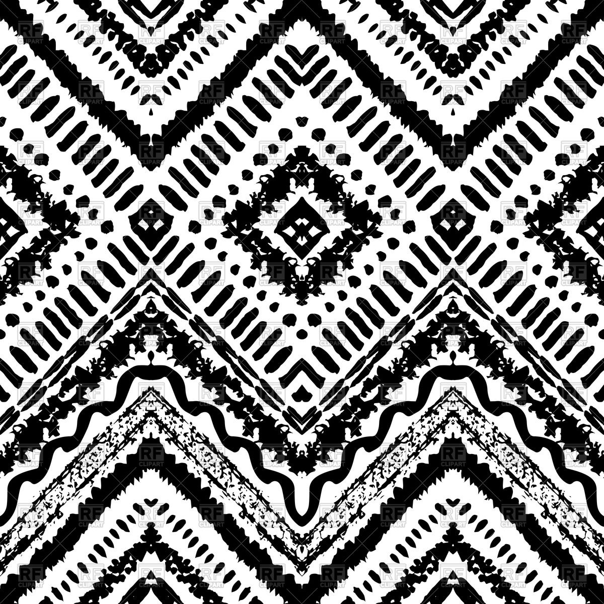 1200x1200 Hand Drawn Painted Seamless Ethnic Pattern Vector Image