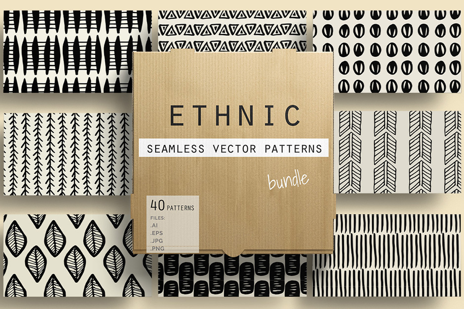 940x626 Seamless Vector Ethnic Patterns