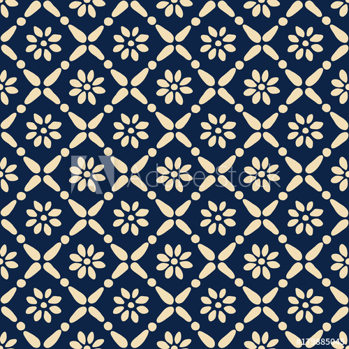 500x500 Seamless Woodblock Printed Blue Ethnic Pattern Vector Geometric
