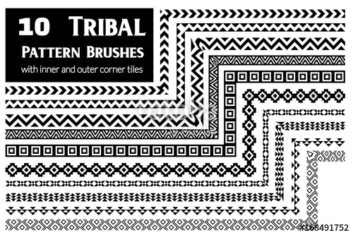 500x333 Ethnic Vector Pattern Brushes With Inner And Outer Corner Tiles