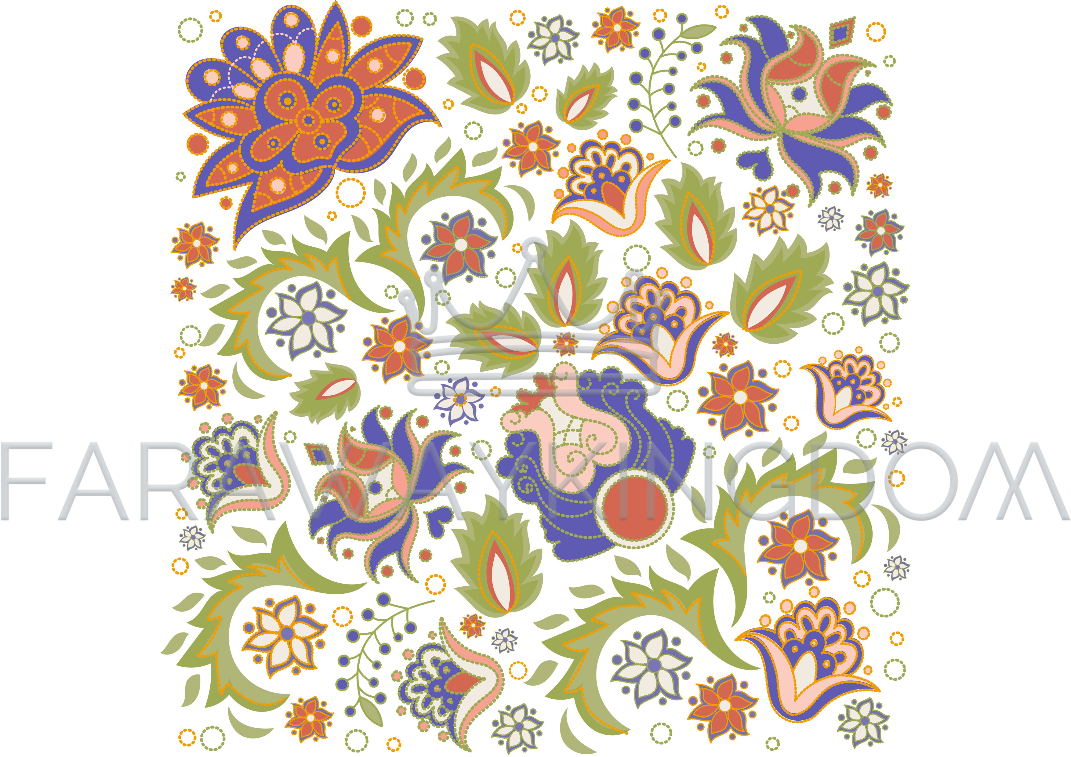 3508x2480 Floral Ornament Oriental Folk Ethnic Vector Illustration Set