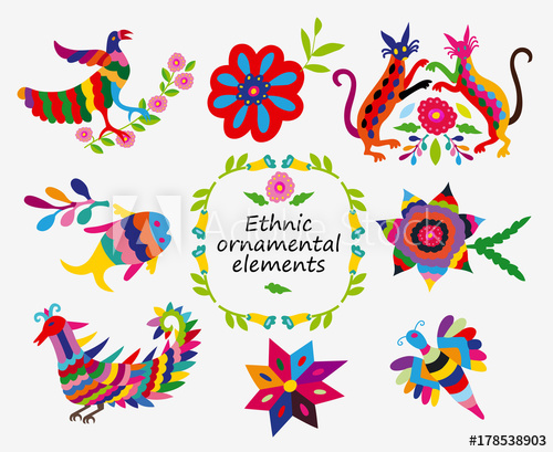 500x409 Mexican Colorful And Ornate Ethnic Vector Set Elements