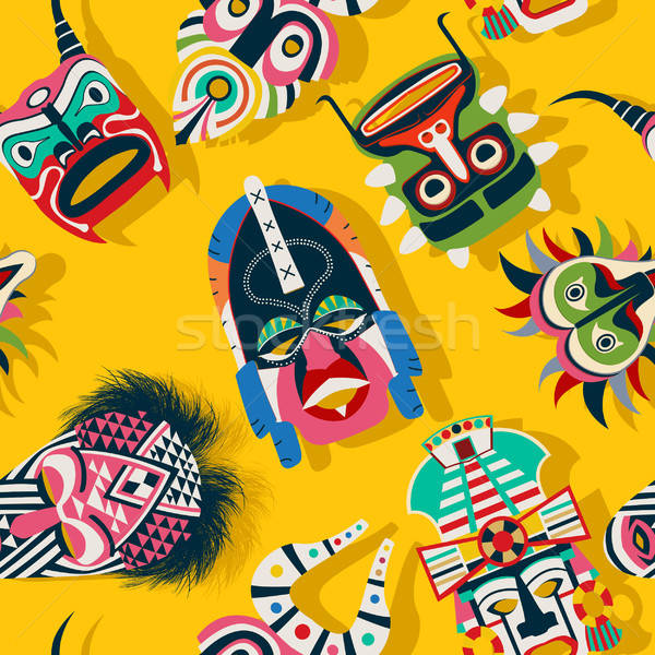 600x600 Tribal Mask Ethnic Vector Illustration Richard Laschon