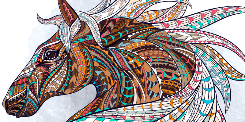800x400 Tribalethnic Vector Animal Illustrations, Colorful Designs, Fully
