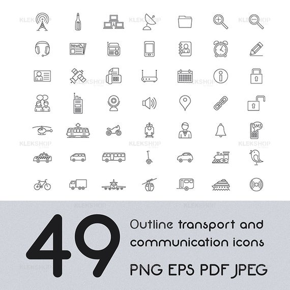 570x570 Outlune Transport And Communication Icons Collectionicon Etsy