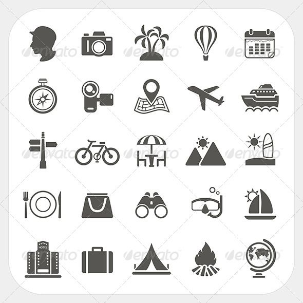 590x590 Travel And Vacation Icons Set Travel Vectors Icon Set, Vector