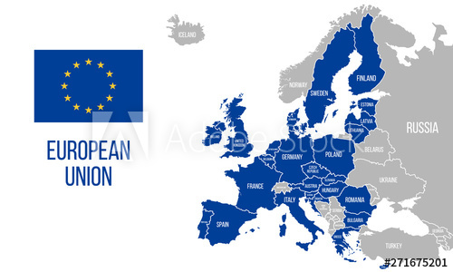 European Union Political Map Eu Flag Europe Map Isolated 500x300 European Union Political Map Eu Flag Europe Map Isolated