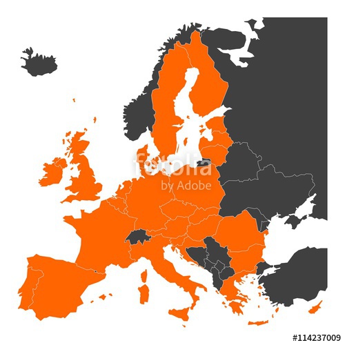 Grey Map Of Europe With Orange Highlighted Eu Member States 500x500 Grey Map Of Europe With Orange Highlighted Eu Member States