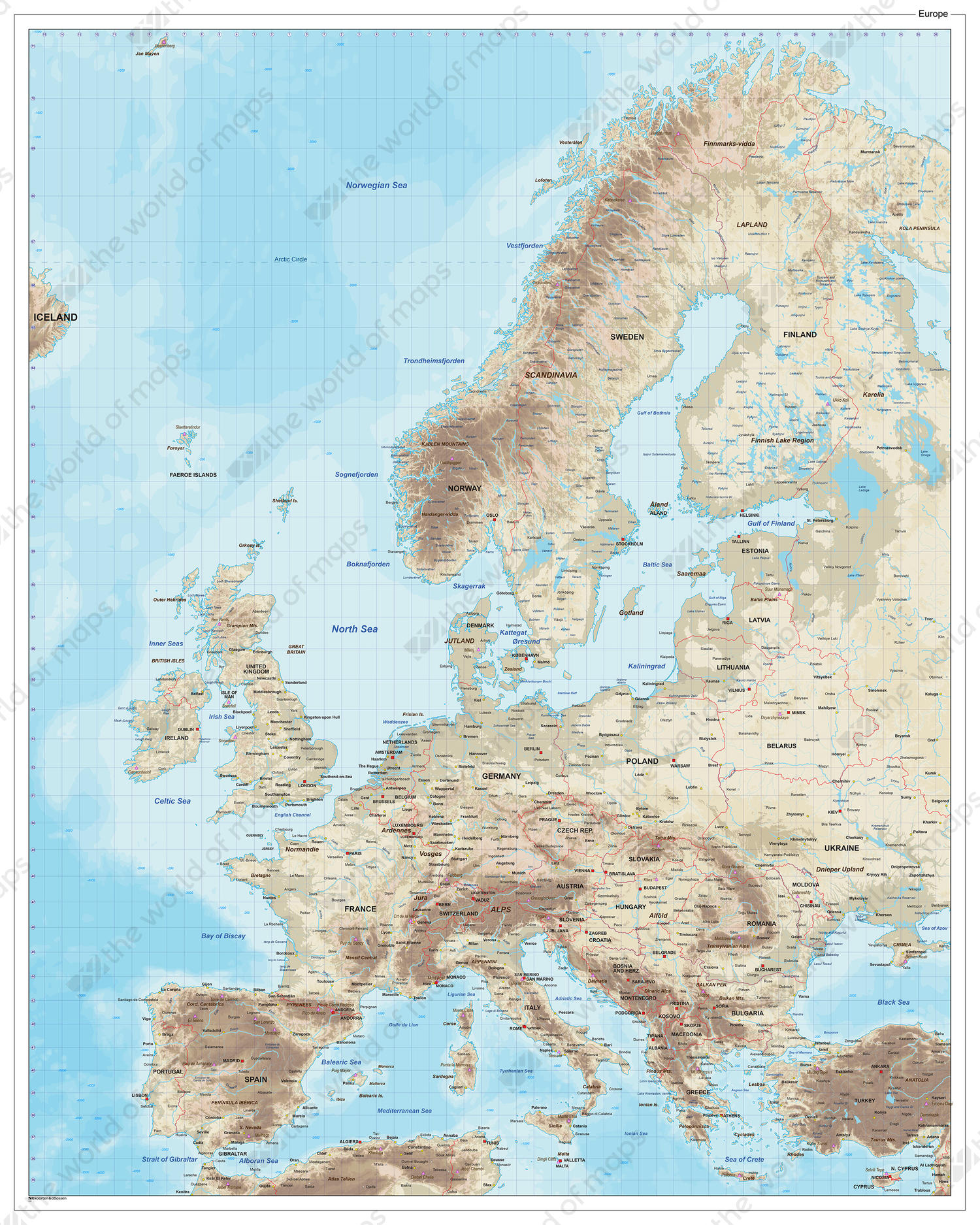 Vector Map Europe Physical The World 1500x1875 Vector Map Europe Physical The World