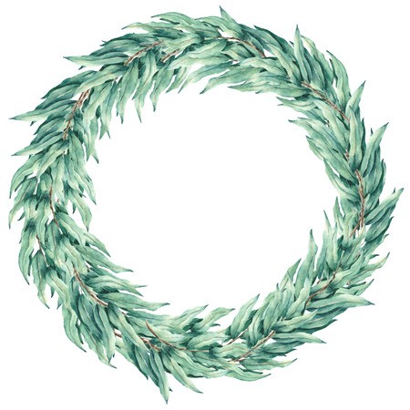 450x450 Eucalyptus Leaves Vector Watercolor Wreath Template For Wedding