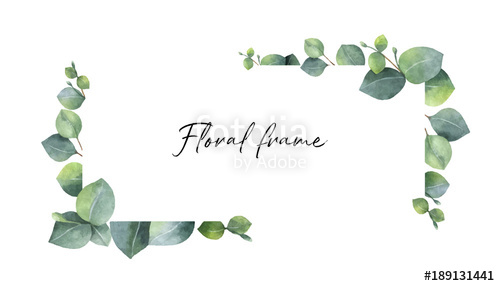 500x286 Watercolor Vector Wreath With Green Eucalyptus Leaves And Branches