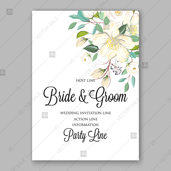 600x600 Wedding Invitation Floral Card Vector Template White Rose,cotton