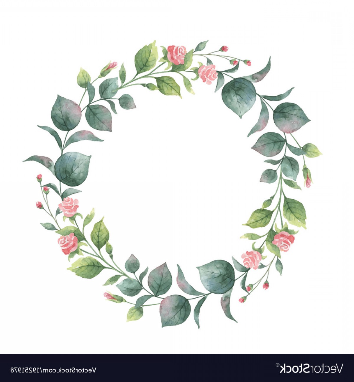 1200x1296 Watercolor Round Wreath With Eucalyptus Vector Hoodamathrun