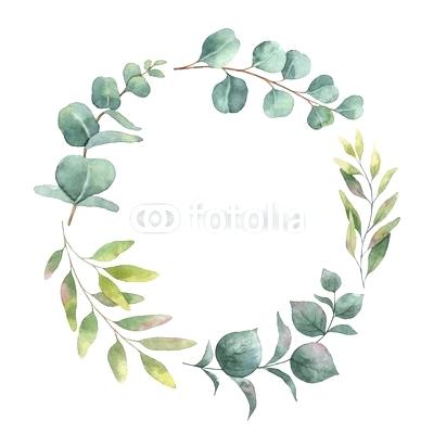 400x400 Watercolor Vector Bouquet With Green Eucalyptus Leaves