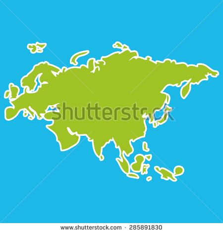 450x470 Eurasia Map Green Continent On Blue Background Vector