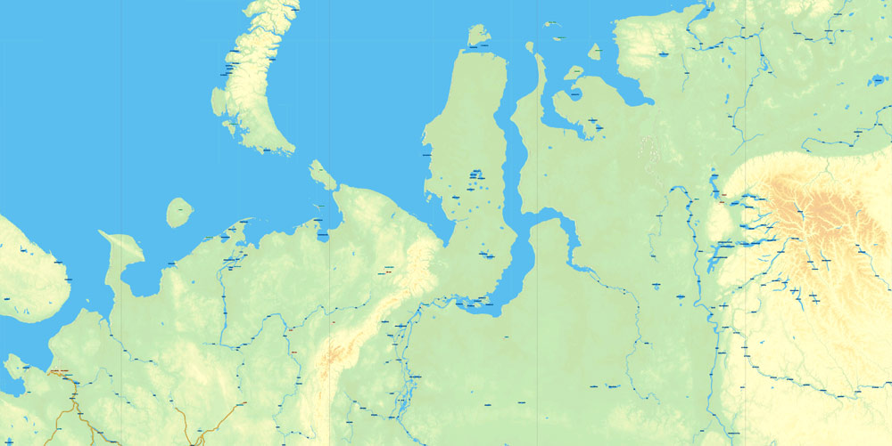 Europe + Asia Vector Mercator Prj Map Topo Relief Main Roads 1000x501 Europe + Asia Vector Mercator Prj Map Topo Relief Main Roads