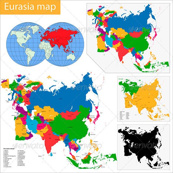 590x590 Eurasia Map Vector, Map, Vector Pattern