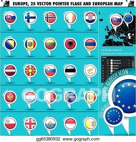 450x470 European Map With Flags