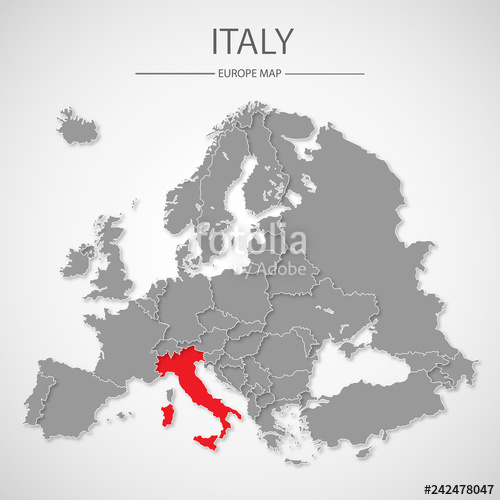 500x500 Map Of European Union With The Identication Of Italy Map Of Italy