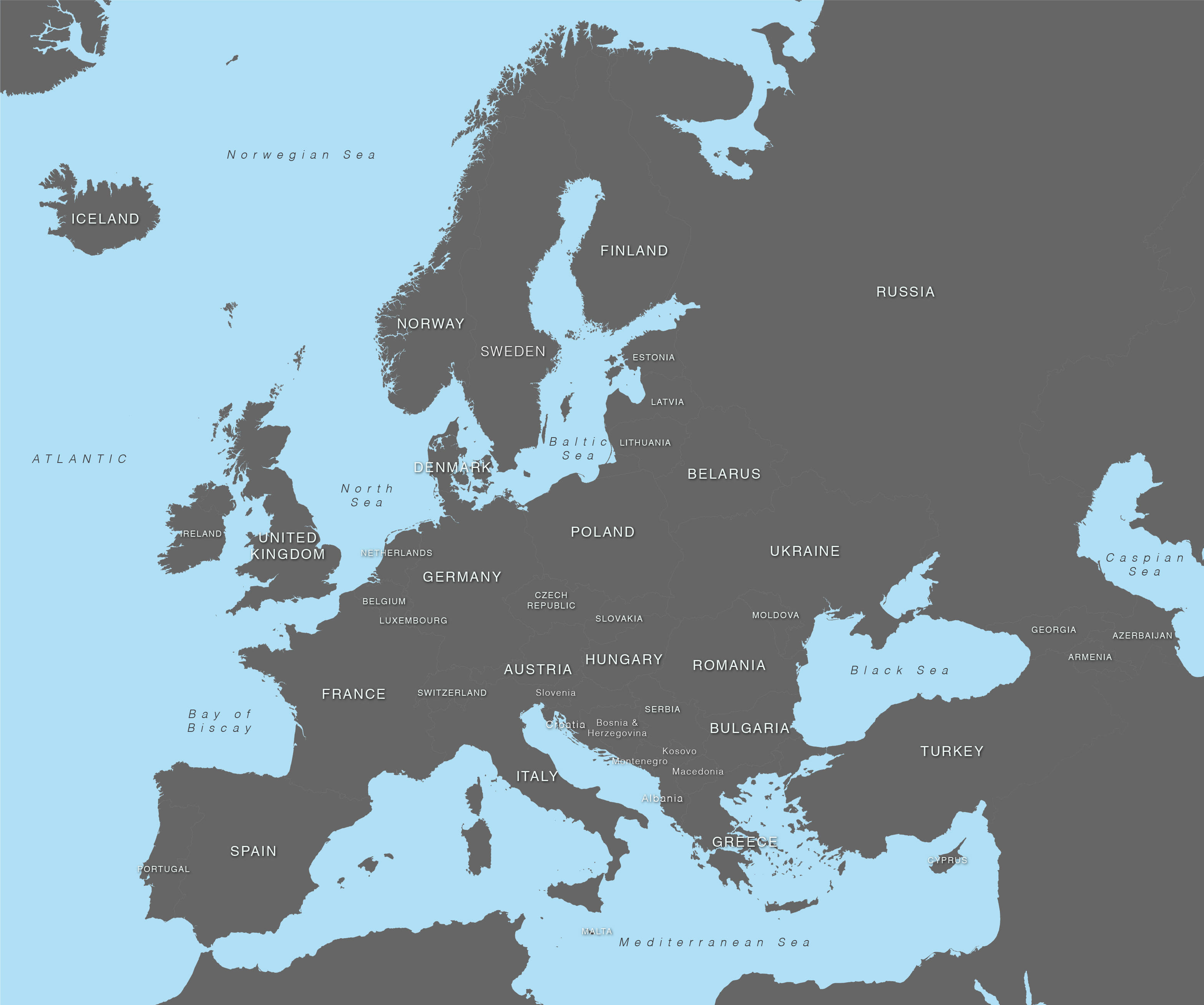 3133x2616 Vector Map Of Europe With Countries