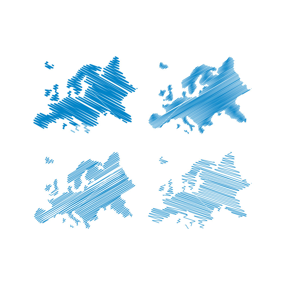1000x1000 Scribble Europe Map Vector Design Template Royalty Free Stock