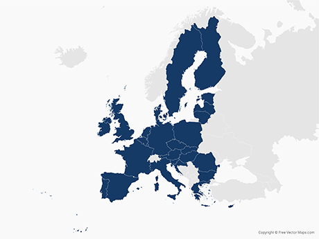 460x345 Vector Map Of European Union With Member States Free Vector Maps