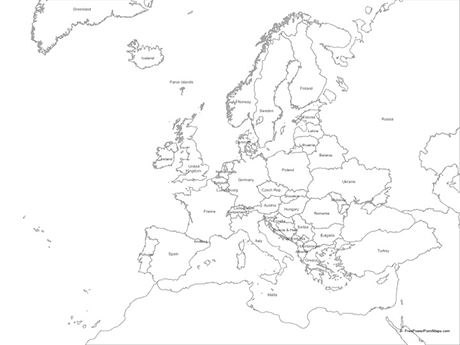 460x345 Vector Maps Of Europe Free Vector Maps