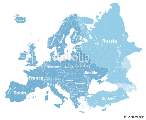 500x412 Europe Vector Political Map With Regions Borders And Countries